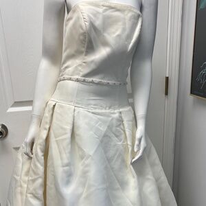 Satin Ivory Drop Waist Beaded Wedding Gown